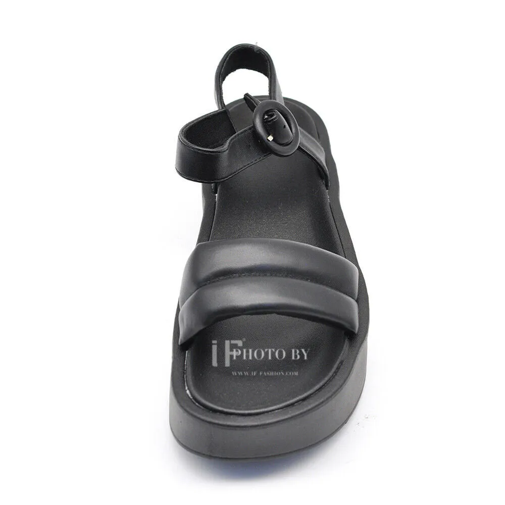 Scarpe Sandali Da Donna Con Platform Zeppa Fascia Comodi 2257 nero