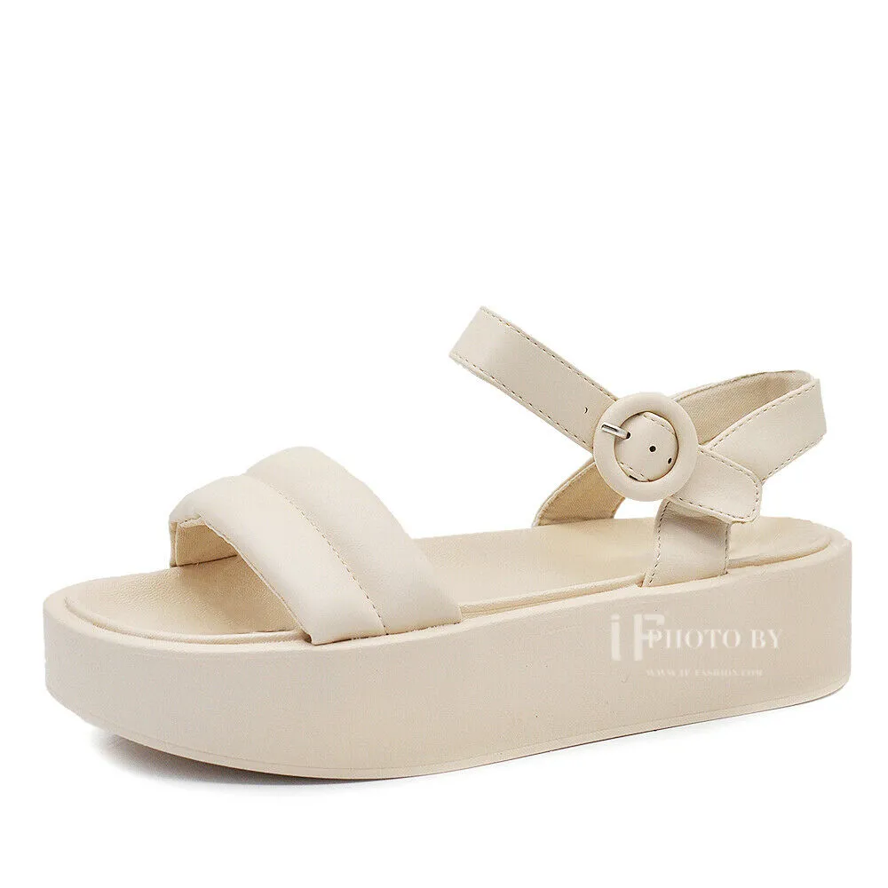 Scarpe Sandali Da Donna Con Platform Zeppa Fascia Comodi 2257 nero