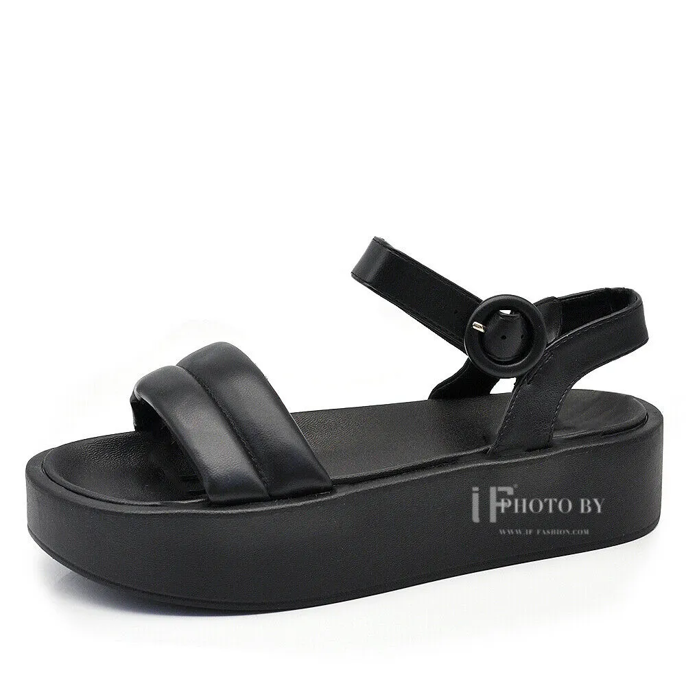 Scarpe Sandali Da Donna Con Platform Zeppa Fascia Comodi 2257 nero