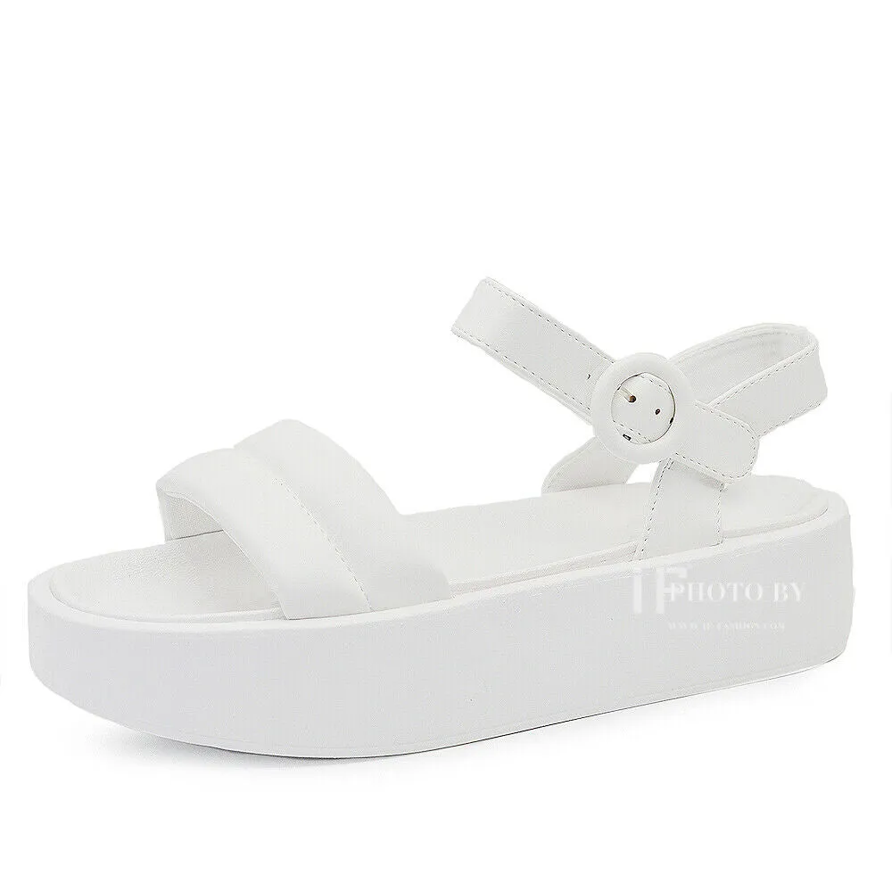 Scarpe Sandali Da Donna Con Platform Zeppa Fascia Comodi 2257 nero