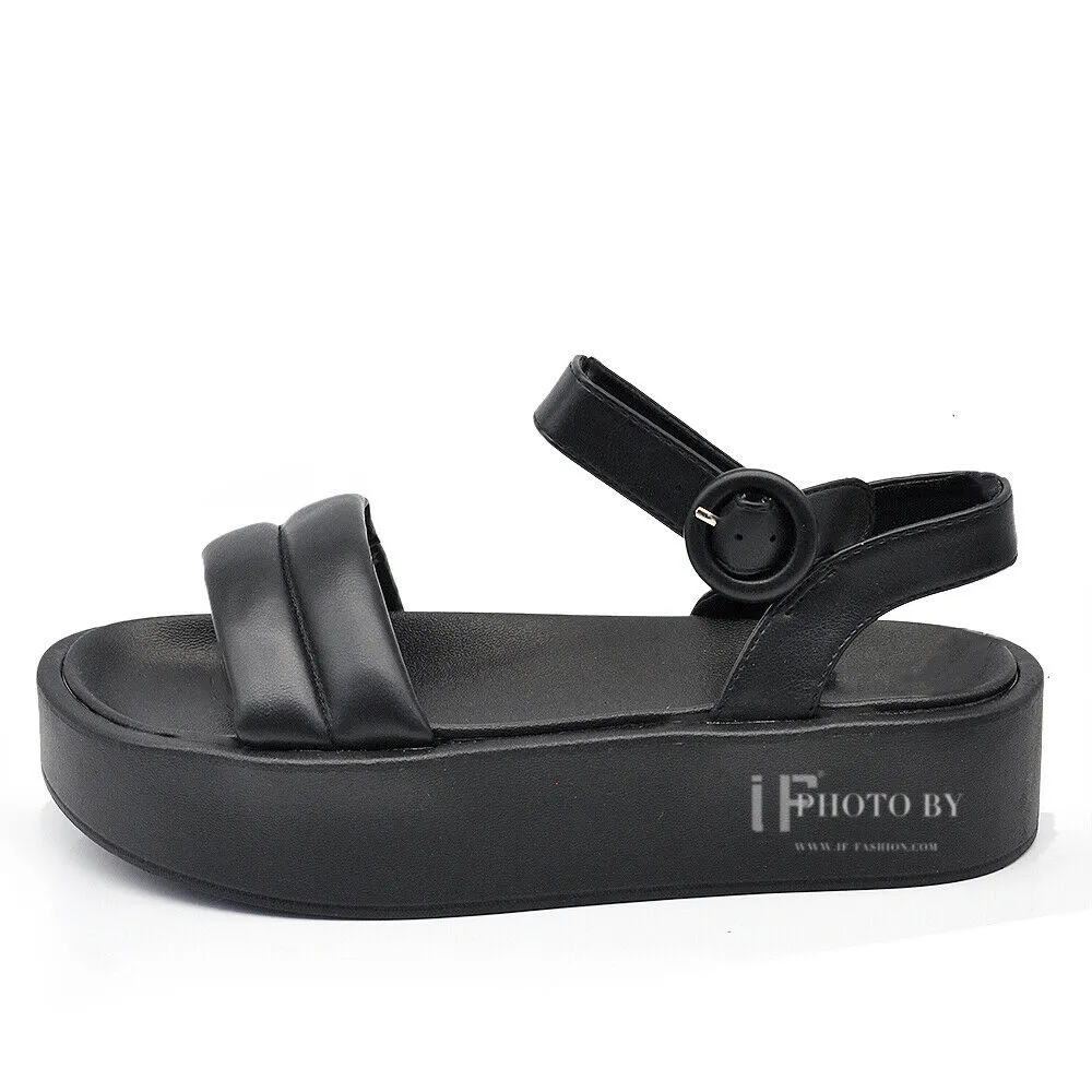Scarpe Sandali Da Donna Con Platform Zeppa Fascia Comodi 2257 nero