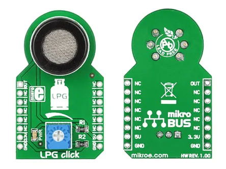 Scheda aggiuntiva LPG click MikroElektronika, con Sensore di gas