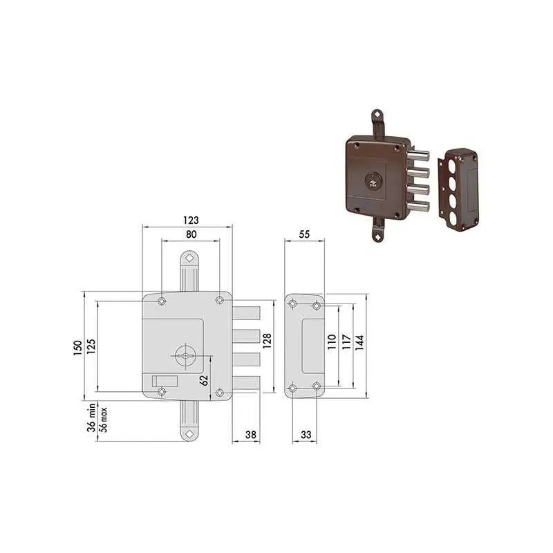 SERRATURE CISA ART.57162 TRIPLICE,Eur 163,17  Versione DESTRA