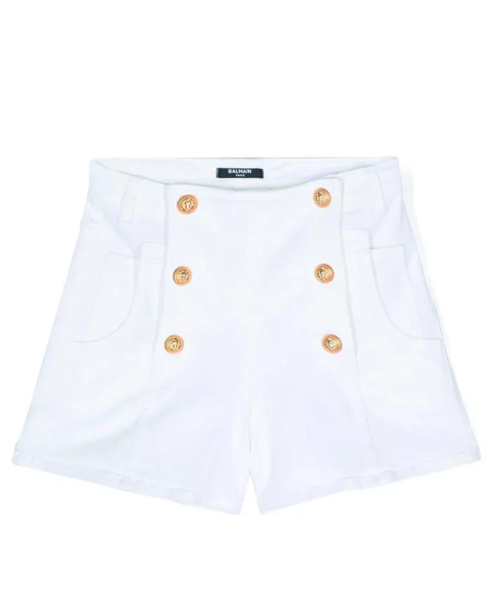 Shorts con  bottoni goffrati