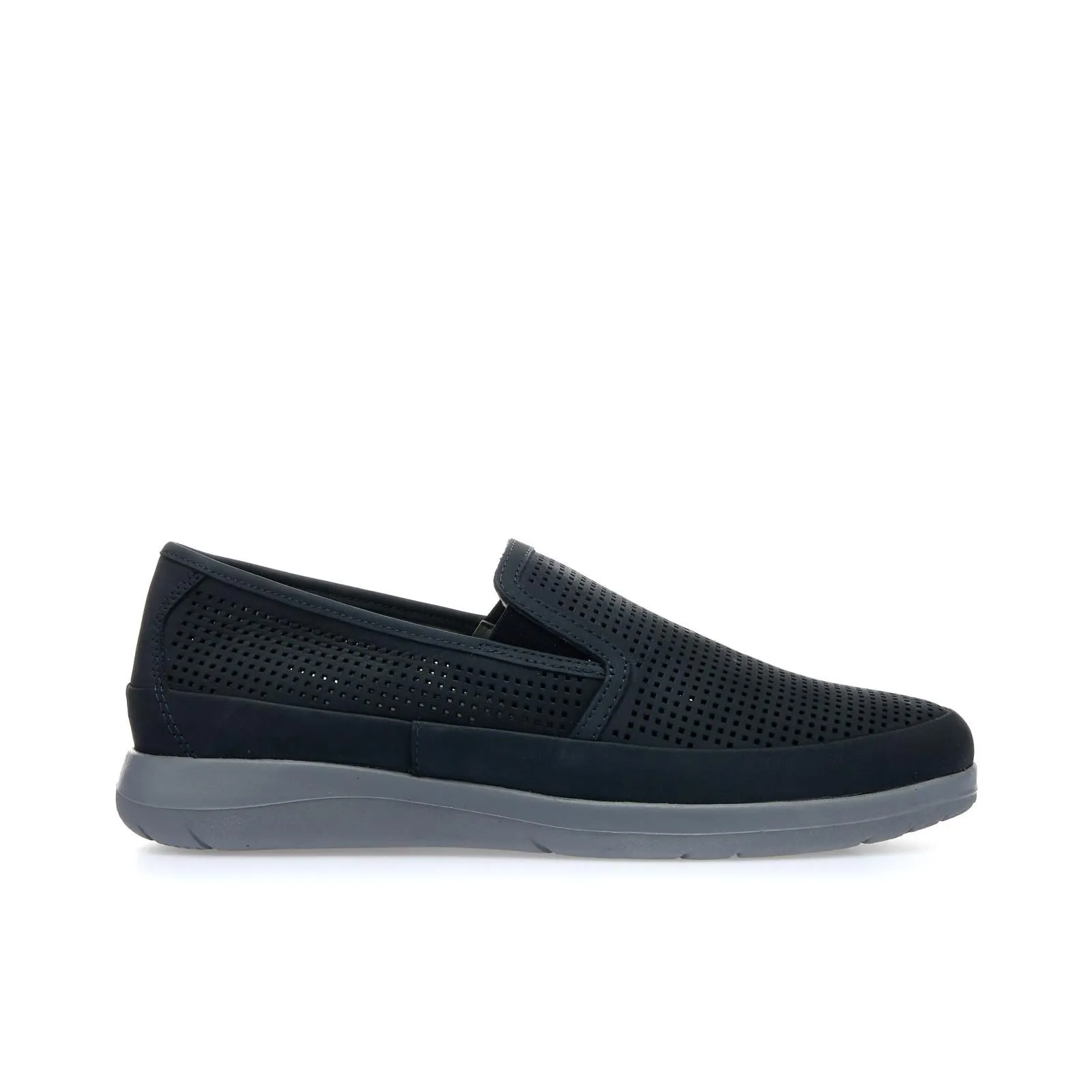 Slip-on blu traforate in pelle