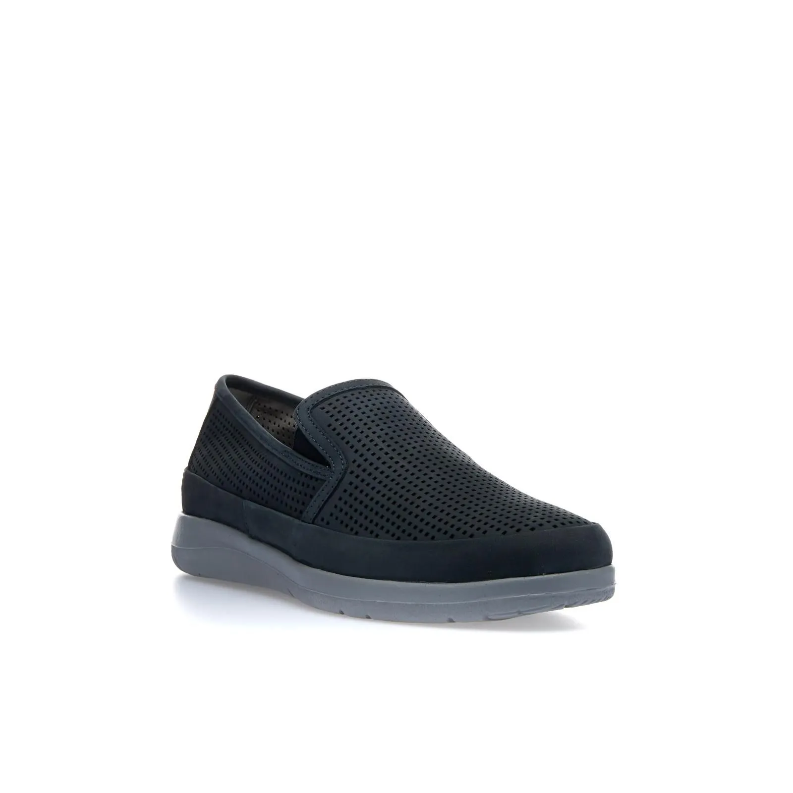 Slip-on blu traforate in pelle