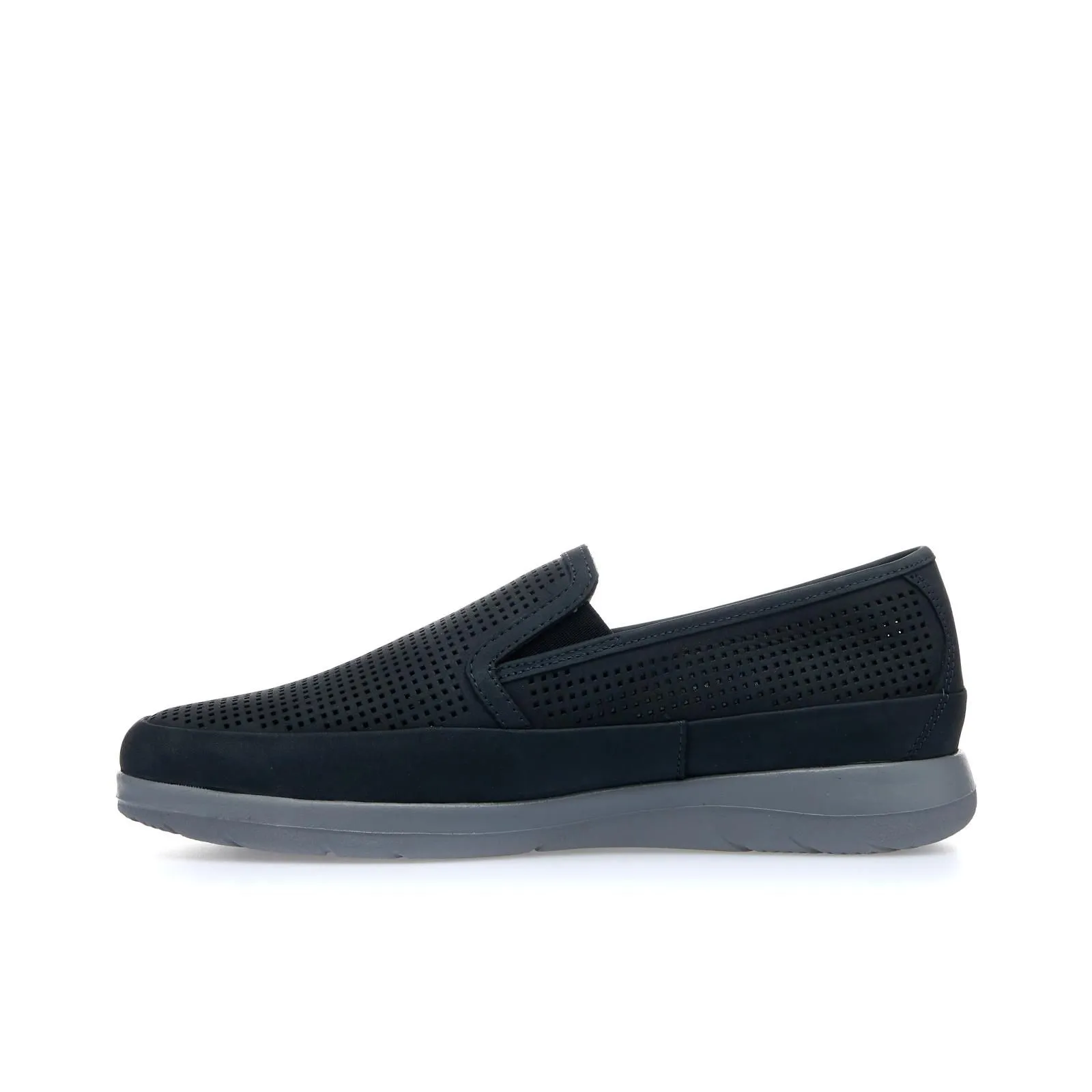 Slip-on blu traforate in pelle