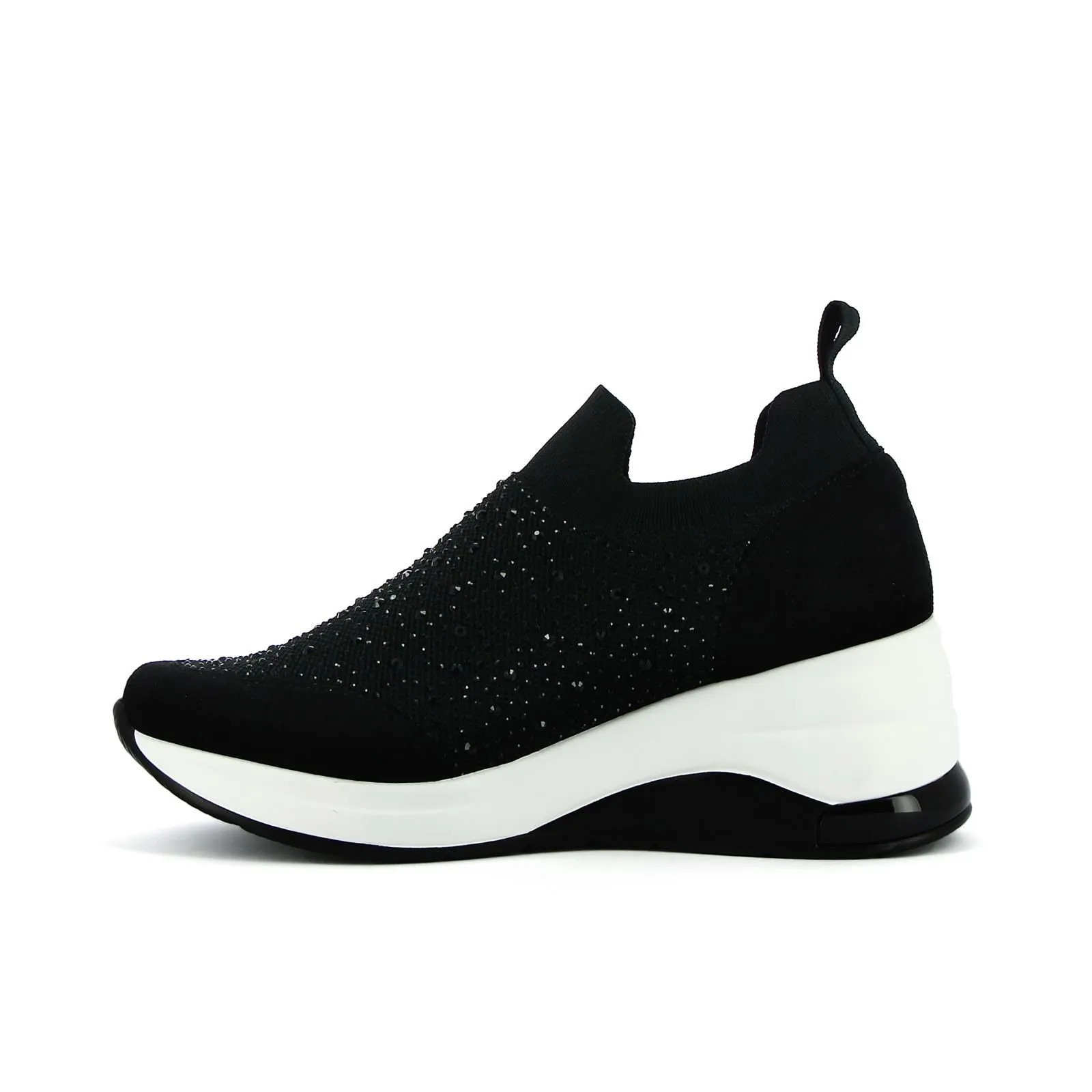Slip-on nere con micro strass e zeppina