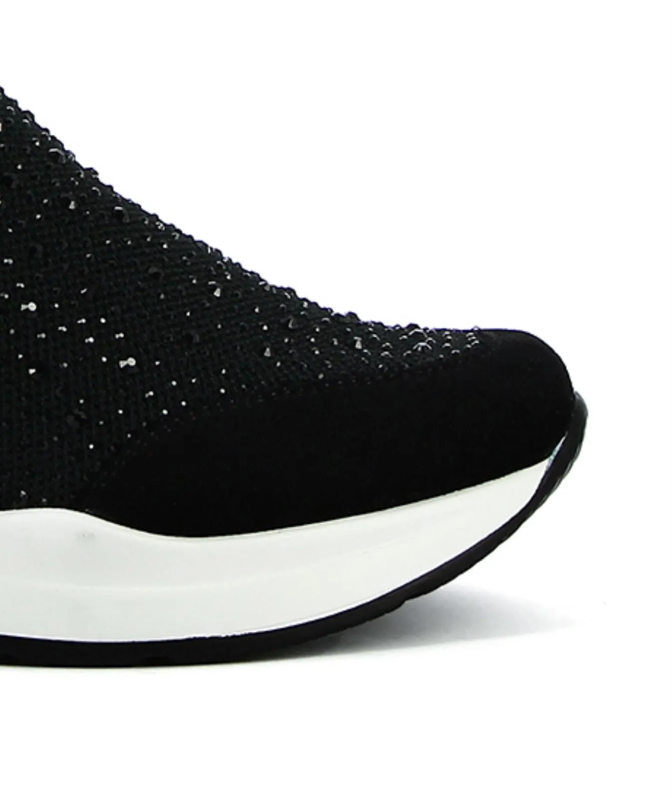 Slip-on nere con micro strass e zeppina