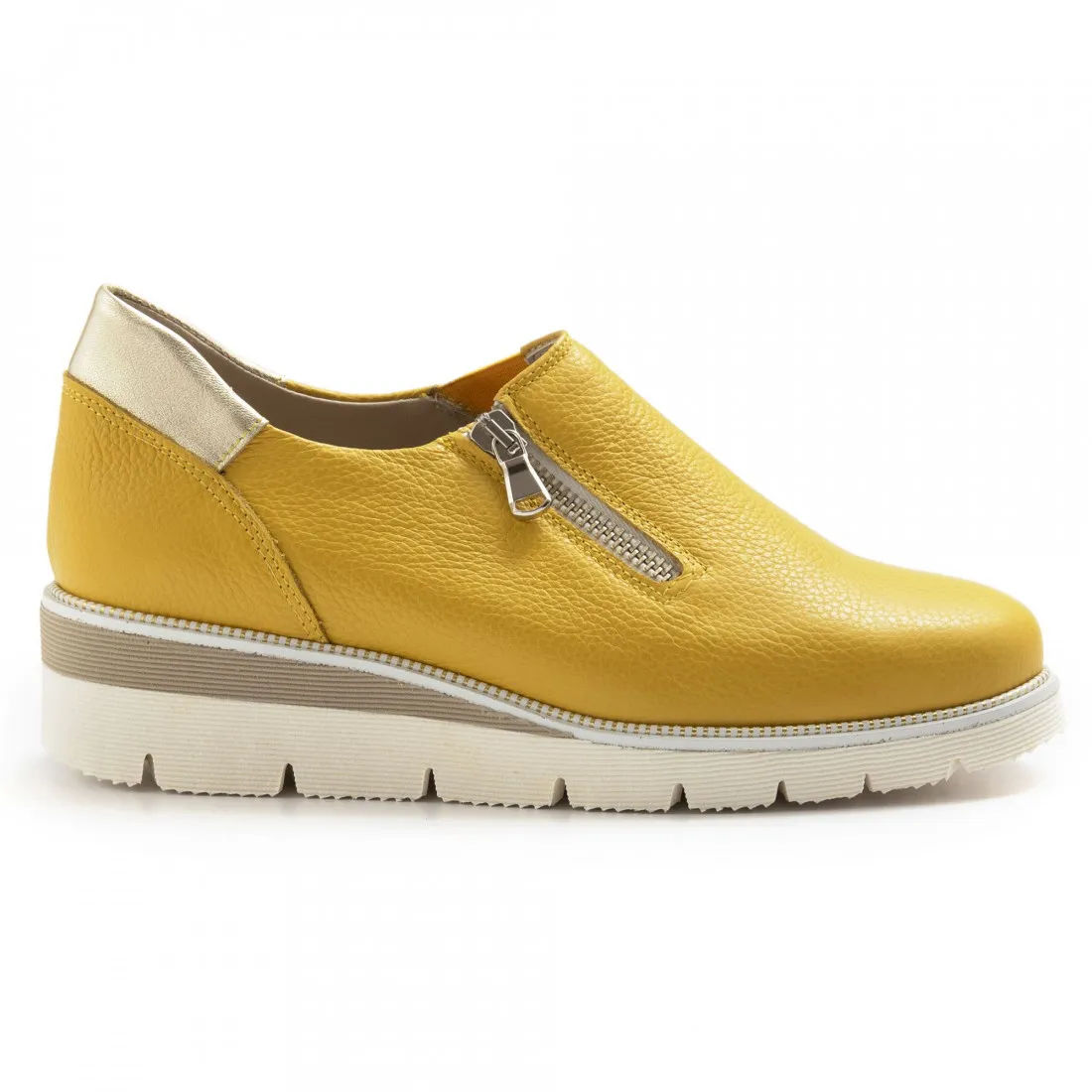 Slip on Sangiorgio gialla in pelle con cerniera