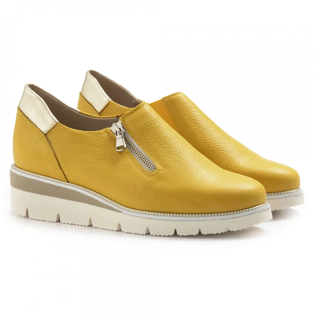 Slip on Sangiorgio gialla in pelle con cerniera