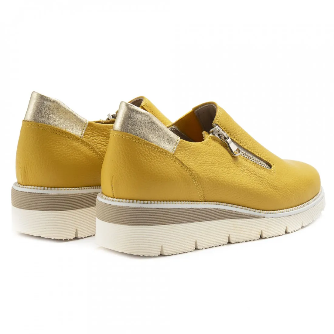 Slip on Sangiorgio gialla in pelle con cerniera