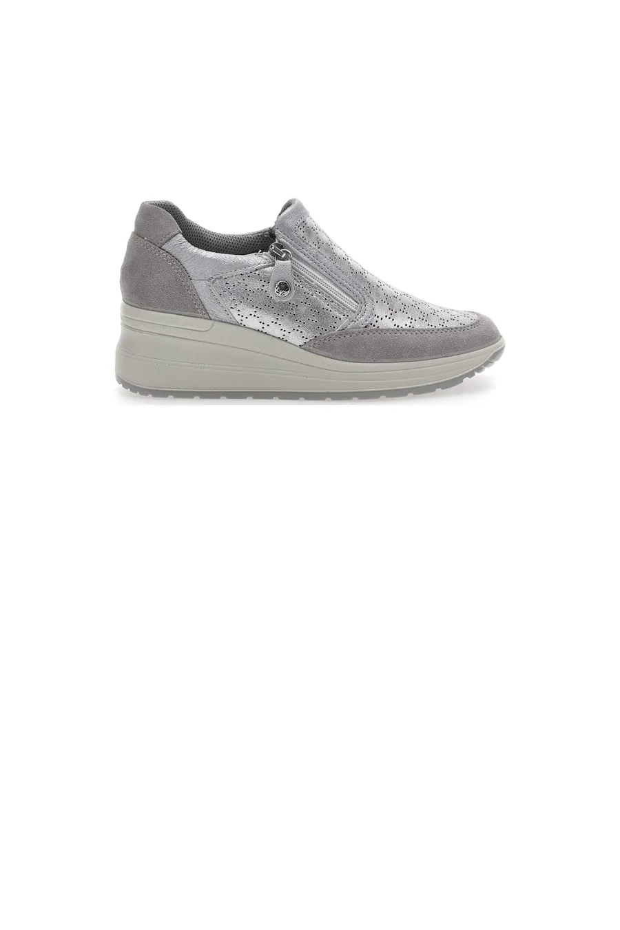 Sneakers Argento In Pelle Con Zeppa IMac 555730