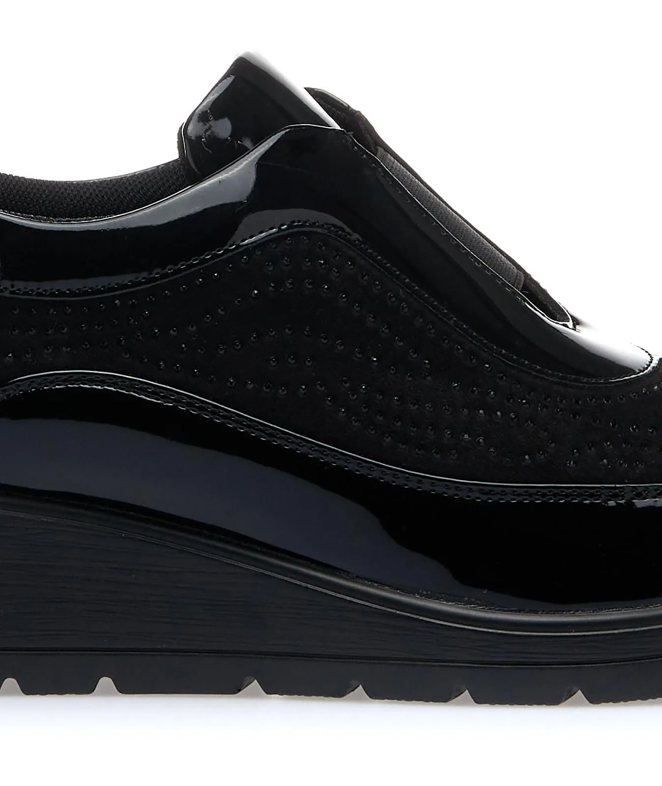 Sneakers comfort slip-on nere con strass