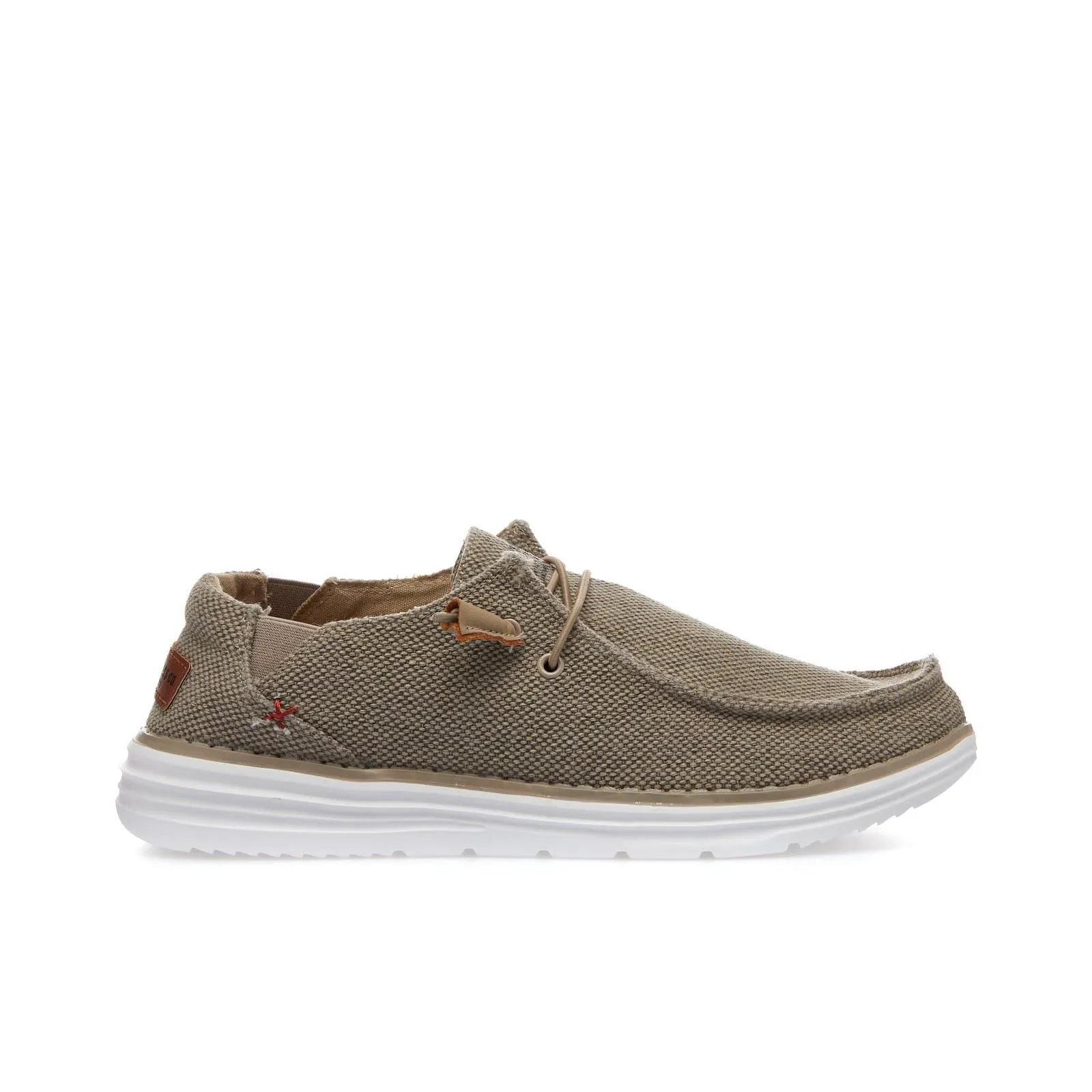 Sneakers slip-on beige in tessuto con suola in gomma