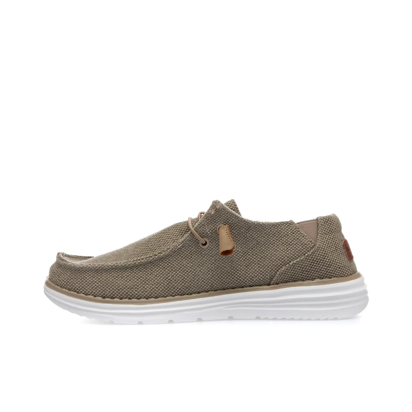 Sneakers slip-on beige in tessuto con suola in gomma