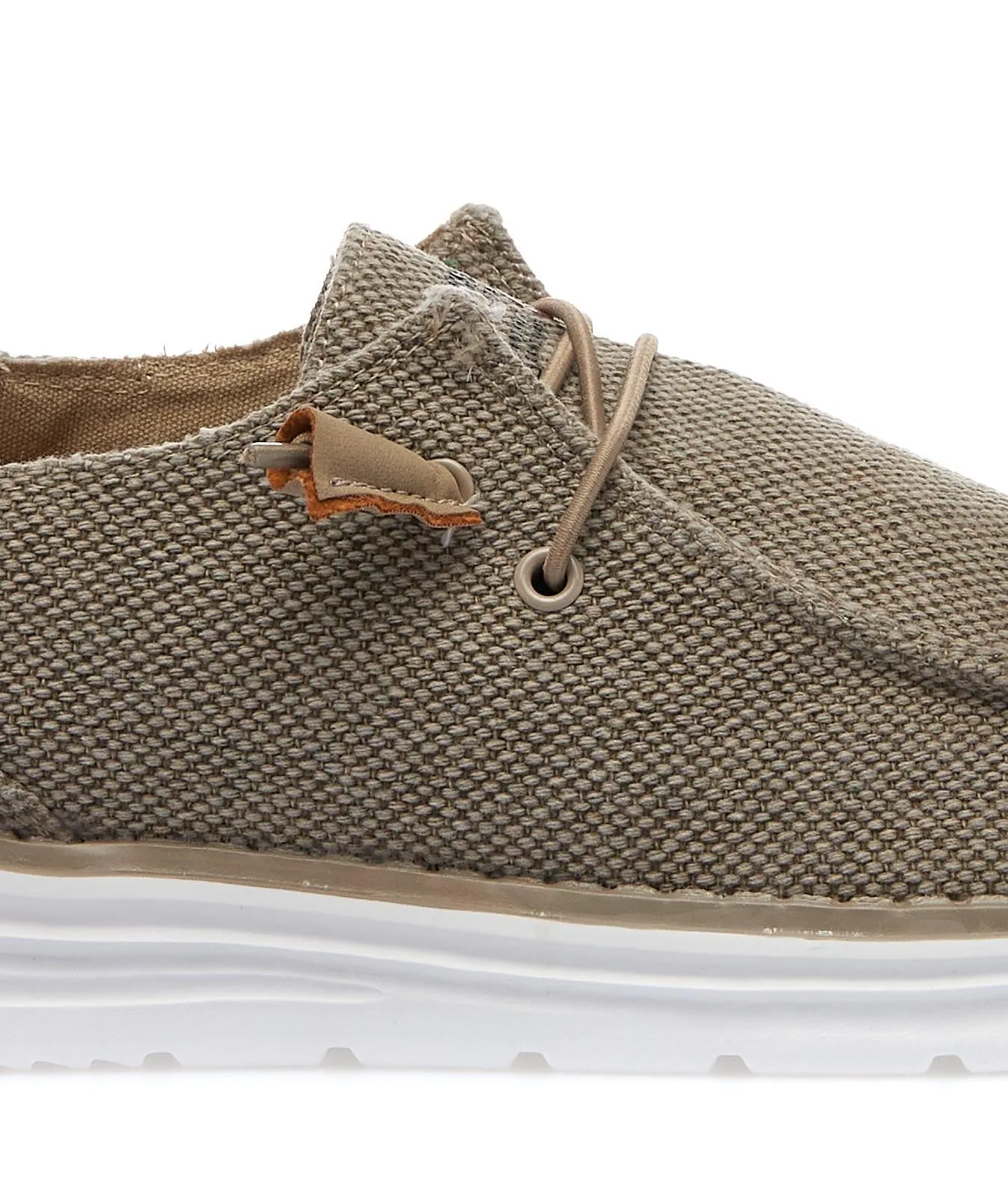 Sneakers slip-on beige in tessuto con suola in gomma