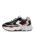 Sneakers Voile Blanche CLUB107 1A34 in camoscio e tessuto nero e bordeaux