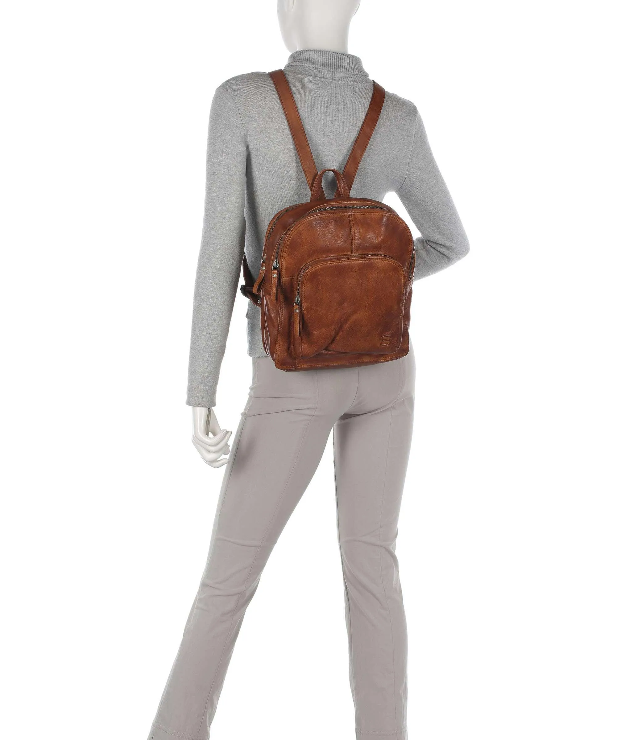  Spikes & Sparrow Apache Zaino 12″ pelle granulata cognac  