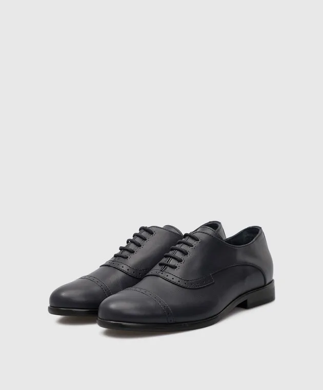 Stefano Ricci Scarpe oxford da bambino in pelle blu scuro YR59CG8104VS