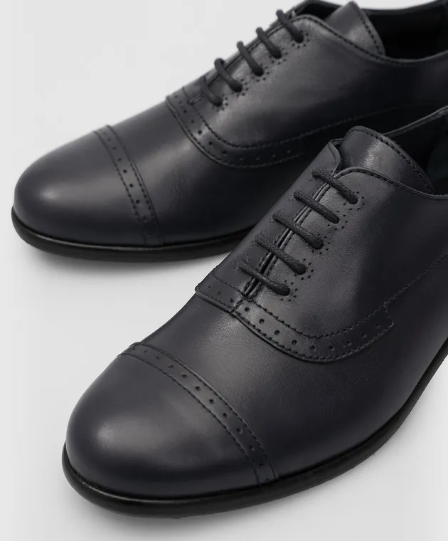 Stefano Ricci Scarpe oxford da bambino in pelle blu scuro YR59CG8104VS