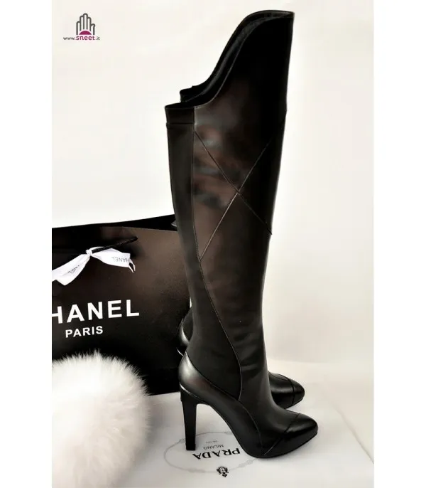 Stivale altissimo in cuoio h 52 cm tacco 10 cm - Dream Shop