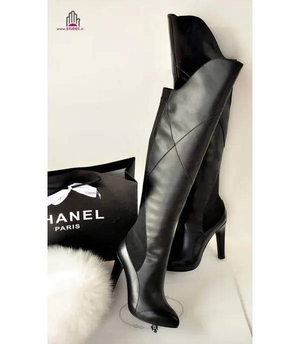 Stivale altissimo in cuoio h 52 cm tacco 10 cm - Dream Shop