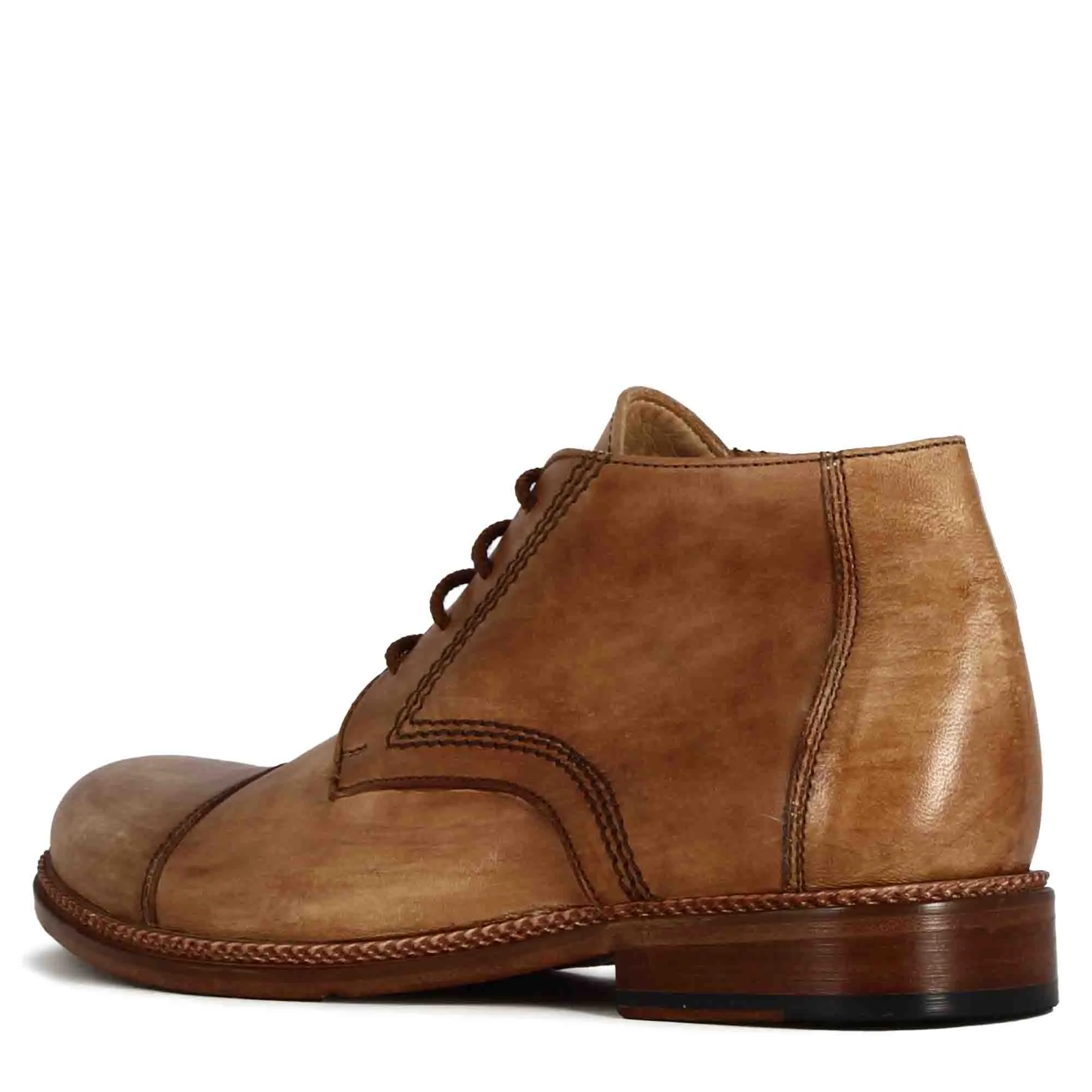 Stivaletti da uomo allacciati in pelle colore beige