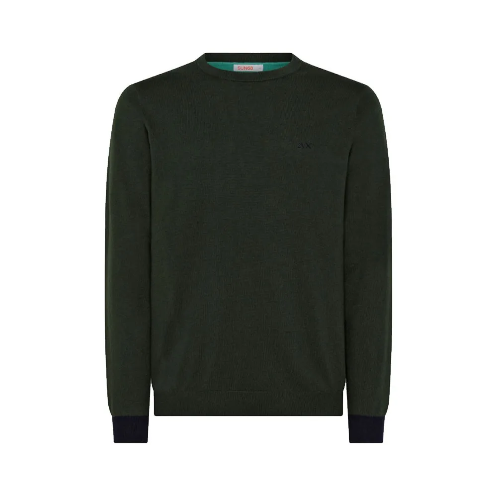 Sun 68 Maglione Girocollo Toppe Verde Uomo
