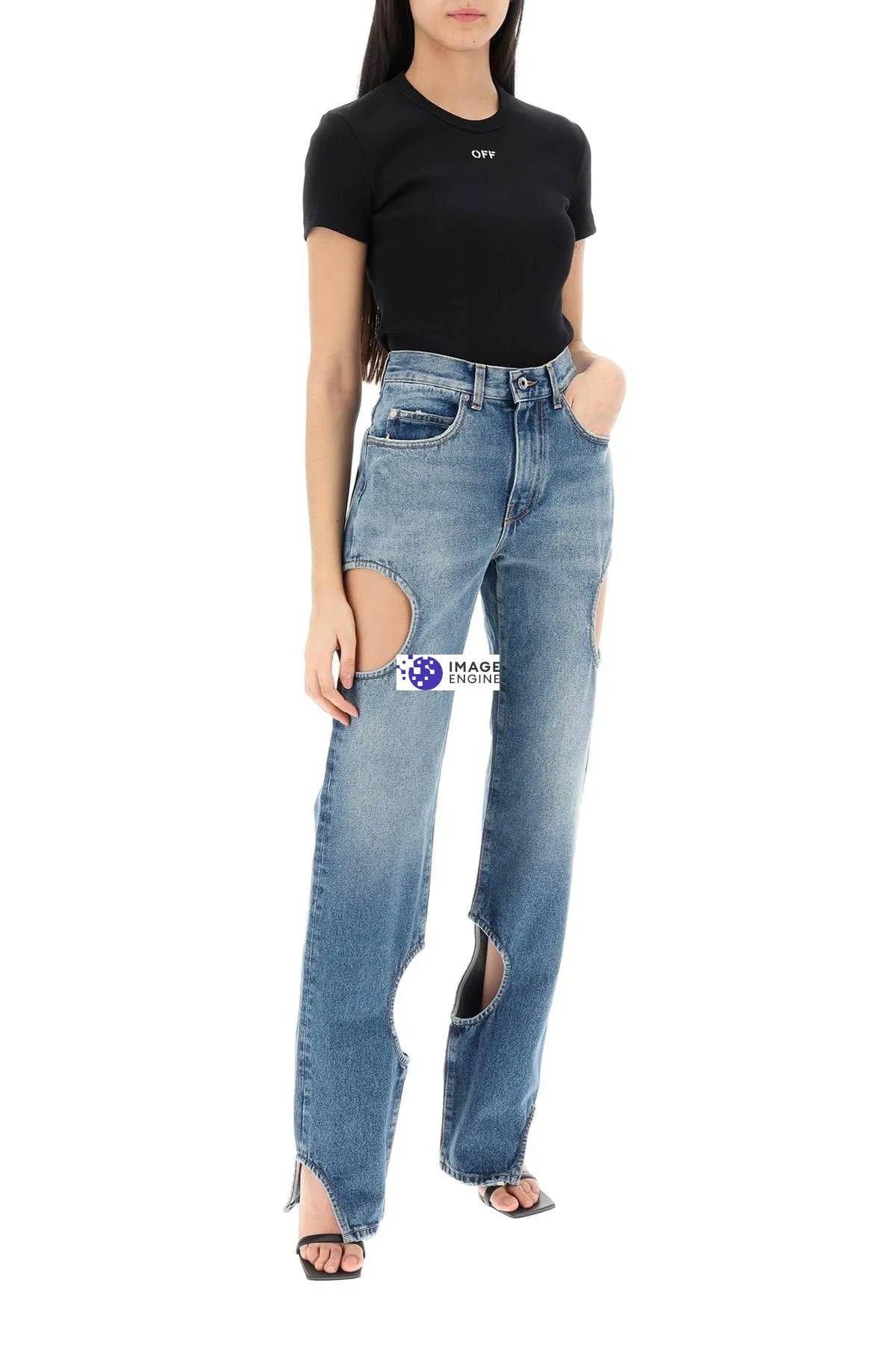 T-shirt a costine con ricamo OFF