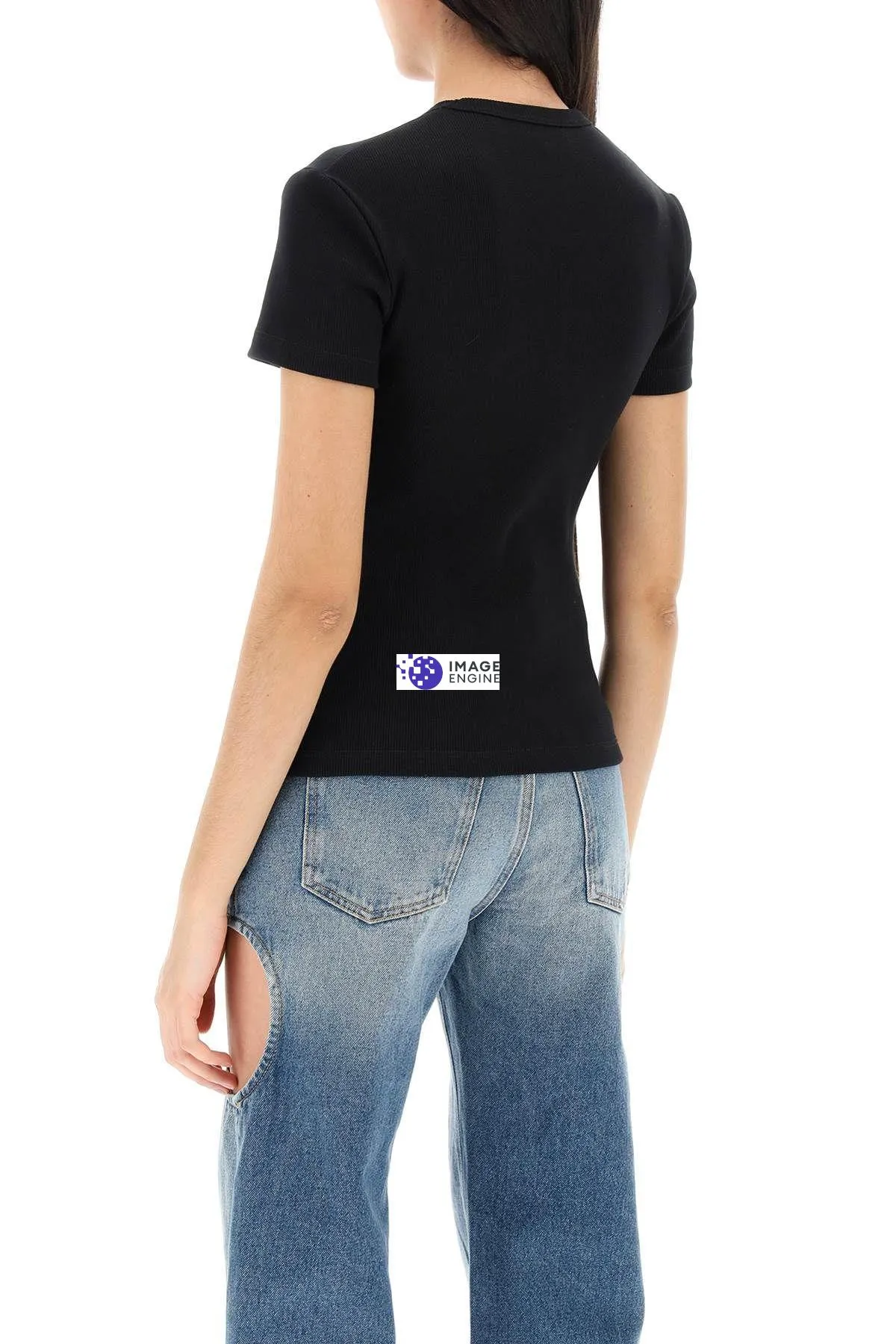 T-shirt a costine con ricamo OFF