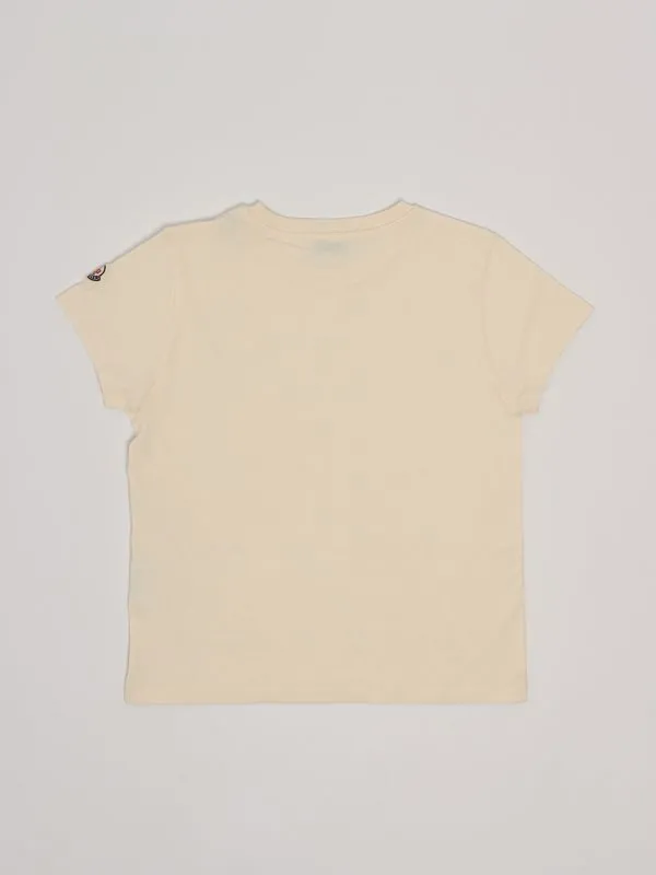 T-shirt bambina Moncler in cotone con logo in strass Burro