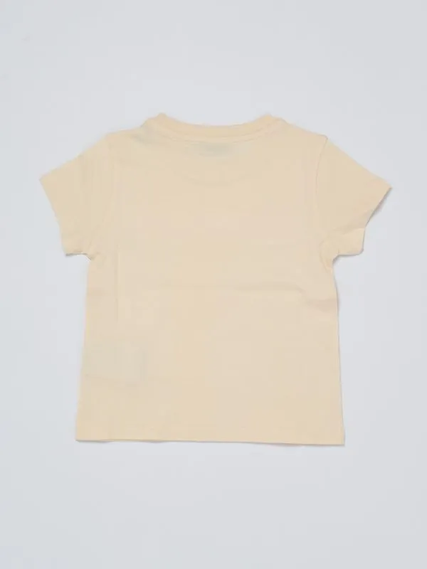 T-shirt bambina Moncler in cotone con logo ricamato Burro