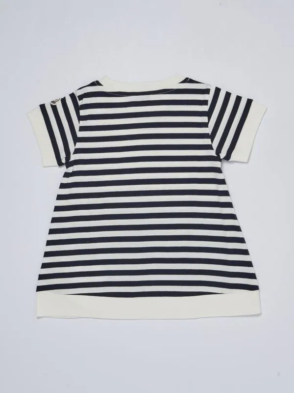 T-shirt bambina Moncler in cotone con logo Riga Bianco-Blu