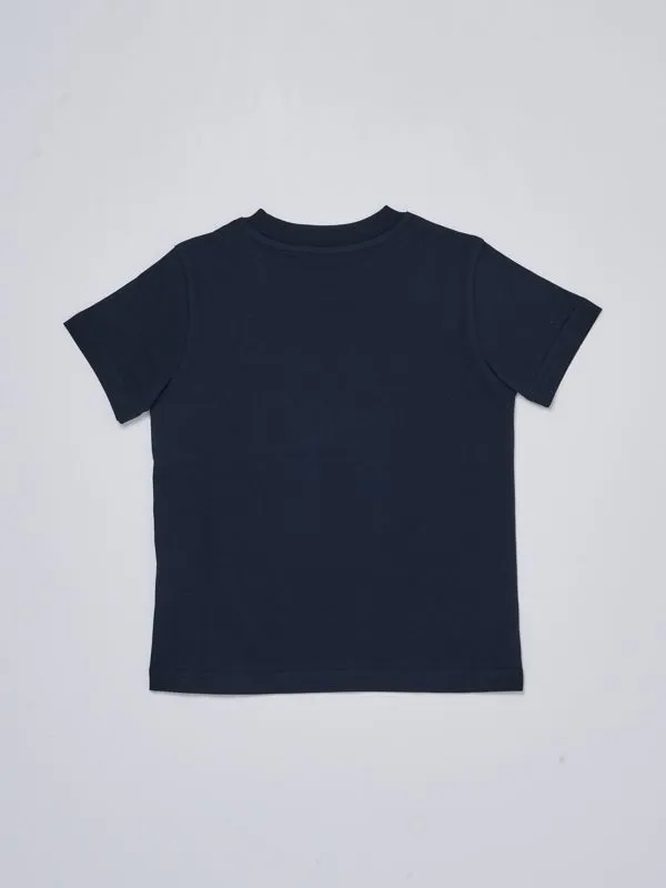 T-shirt bambino Moncler in cotone con patch logo Blu