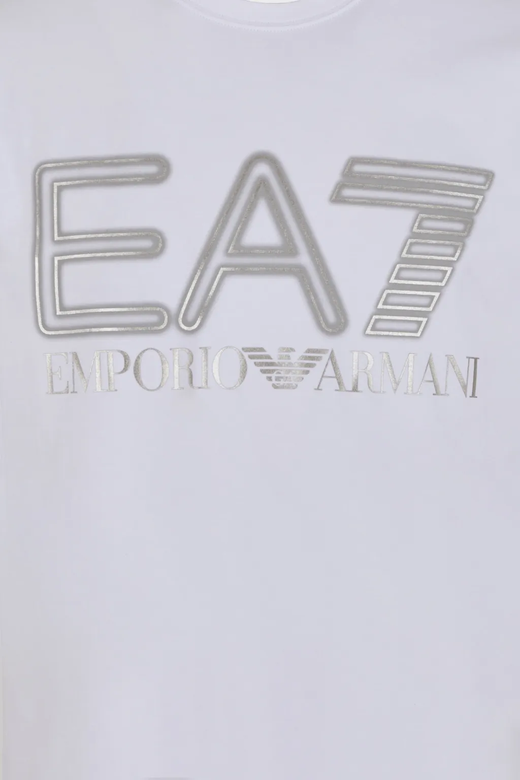 T-SHIRT BIANCO ARGENTO UOMO EA7 LOGO SERIES IN COTONE STRETCH 3DPT37