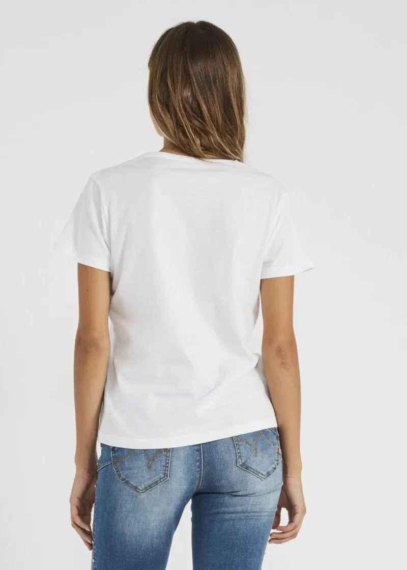 T-shirt in cotone con glitter