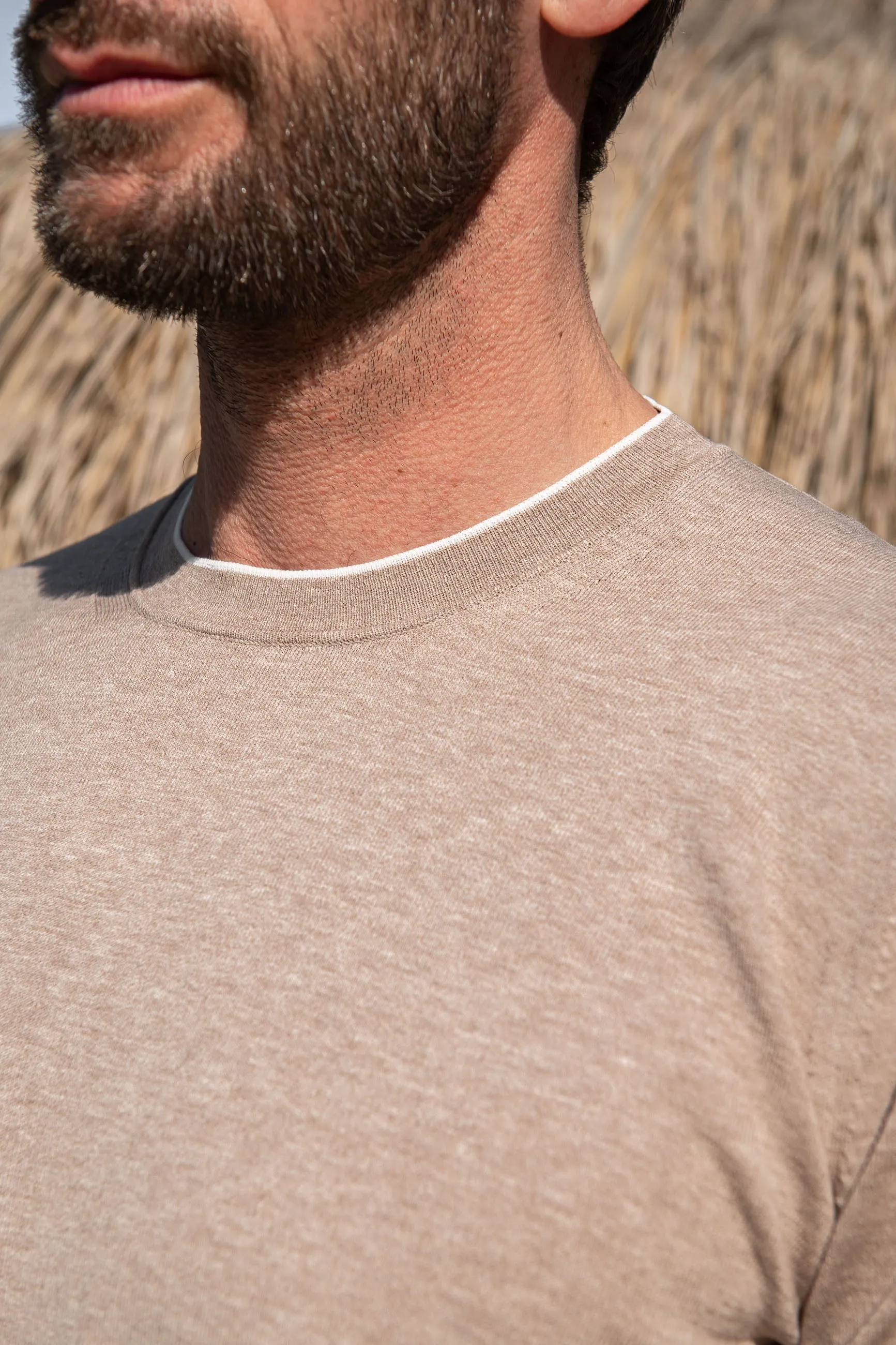 T-shirt in maglia color tortora - Made in Italy    