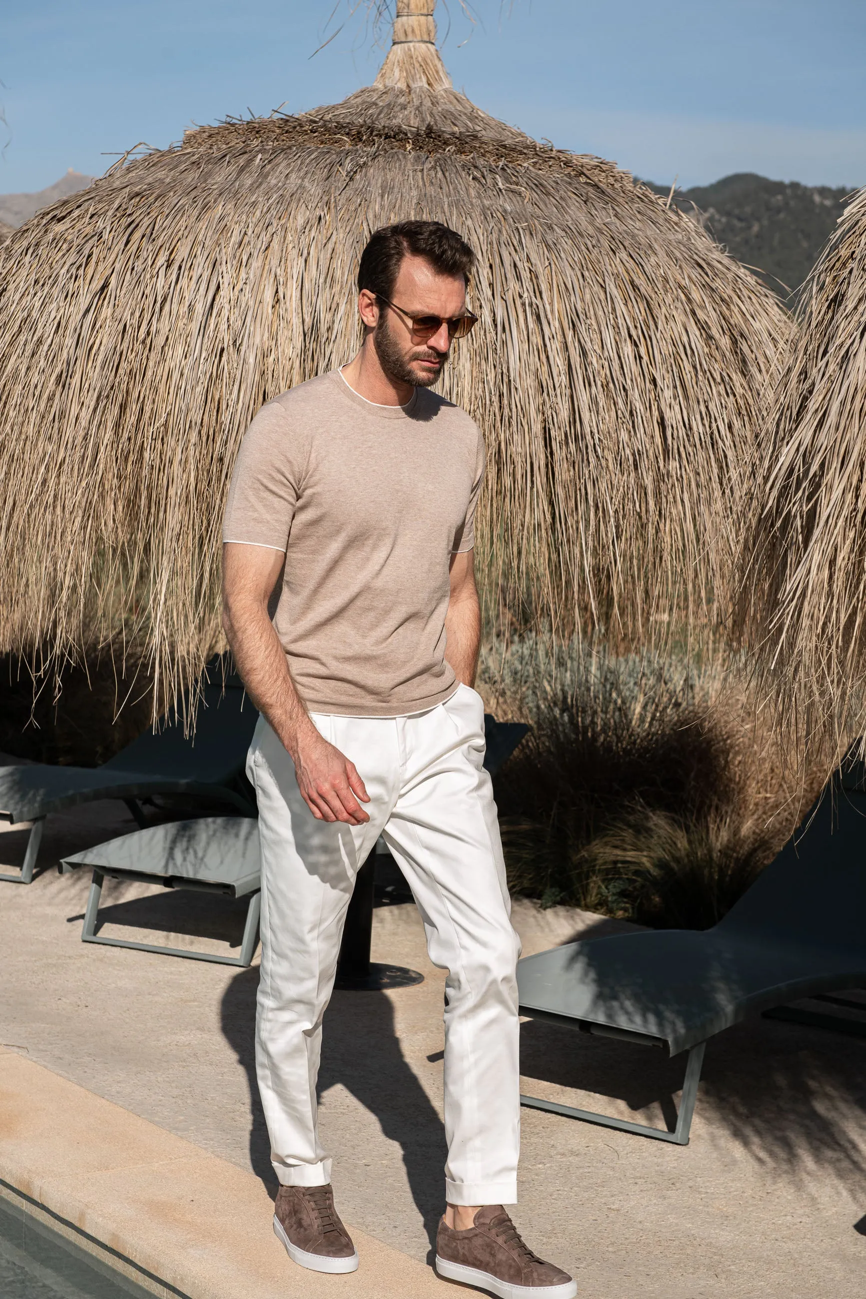 T-shirt in maglia color tortora - Made in Italy    