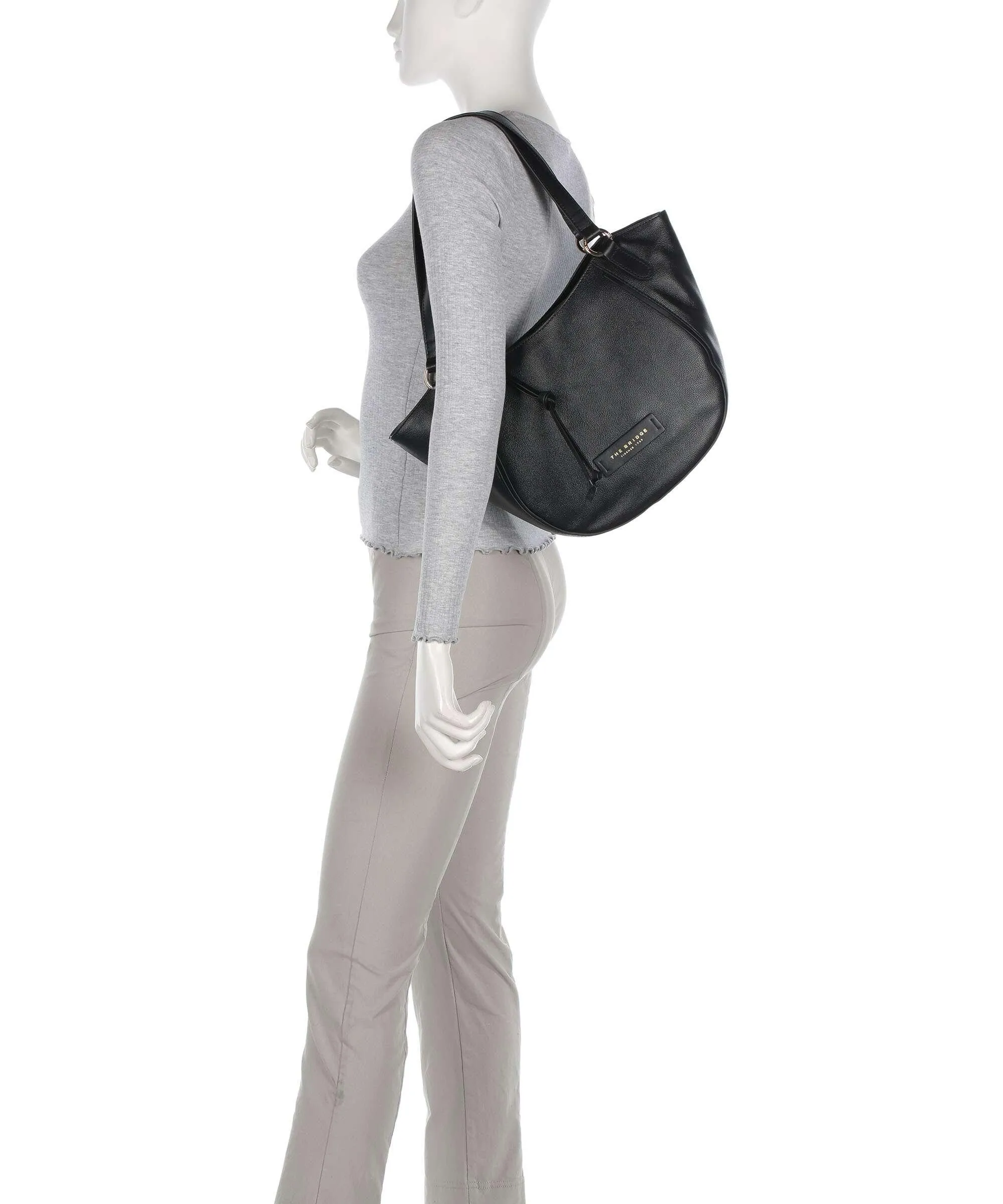  The Bridge Domitilla Borsa shopper pelle di vacchetta grana nero  