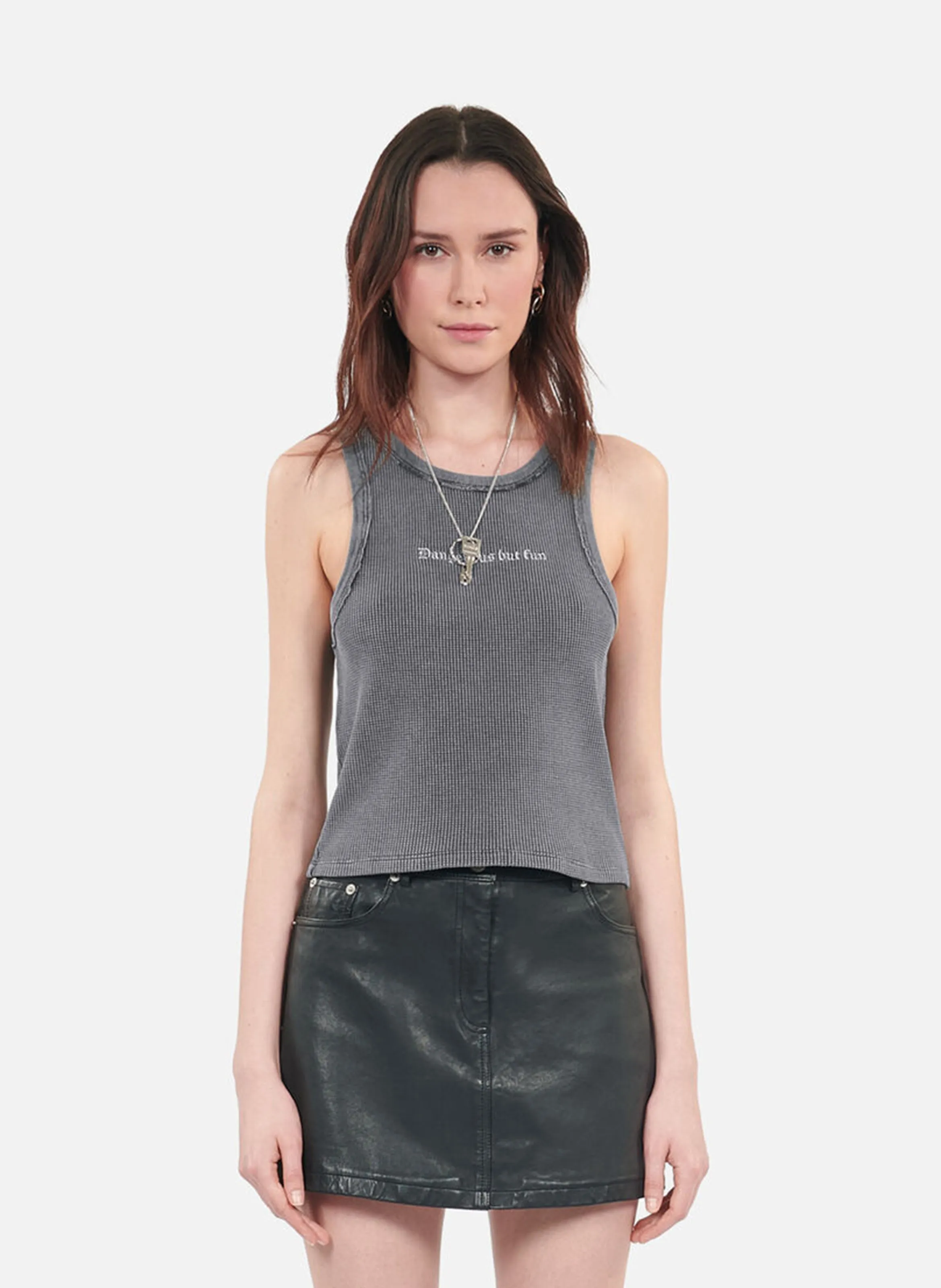  THE KOOPLES   Canottiera aderente con scollo tondo in cotone serigrafato | Nero