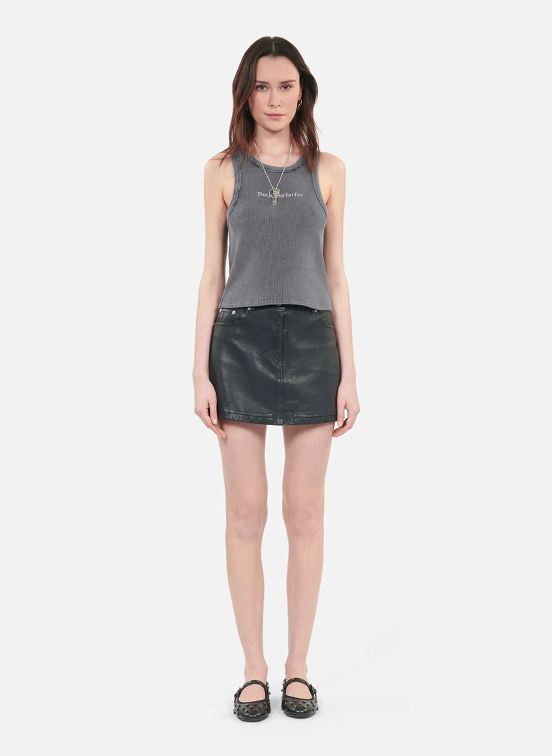  THE KOOPLES   Canottiera aderente con scollo tondo in cotone serigrafato | Nero