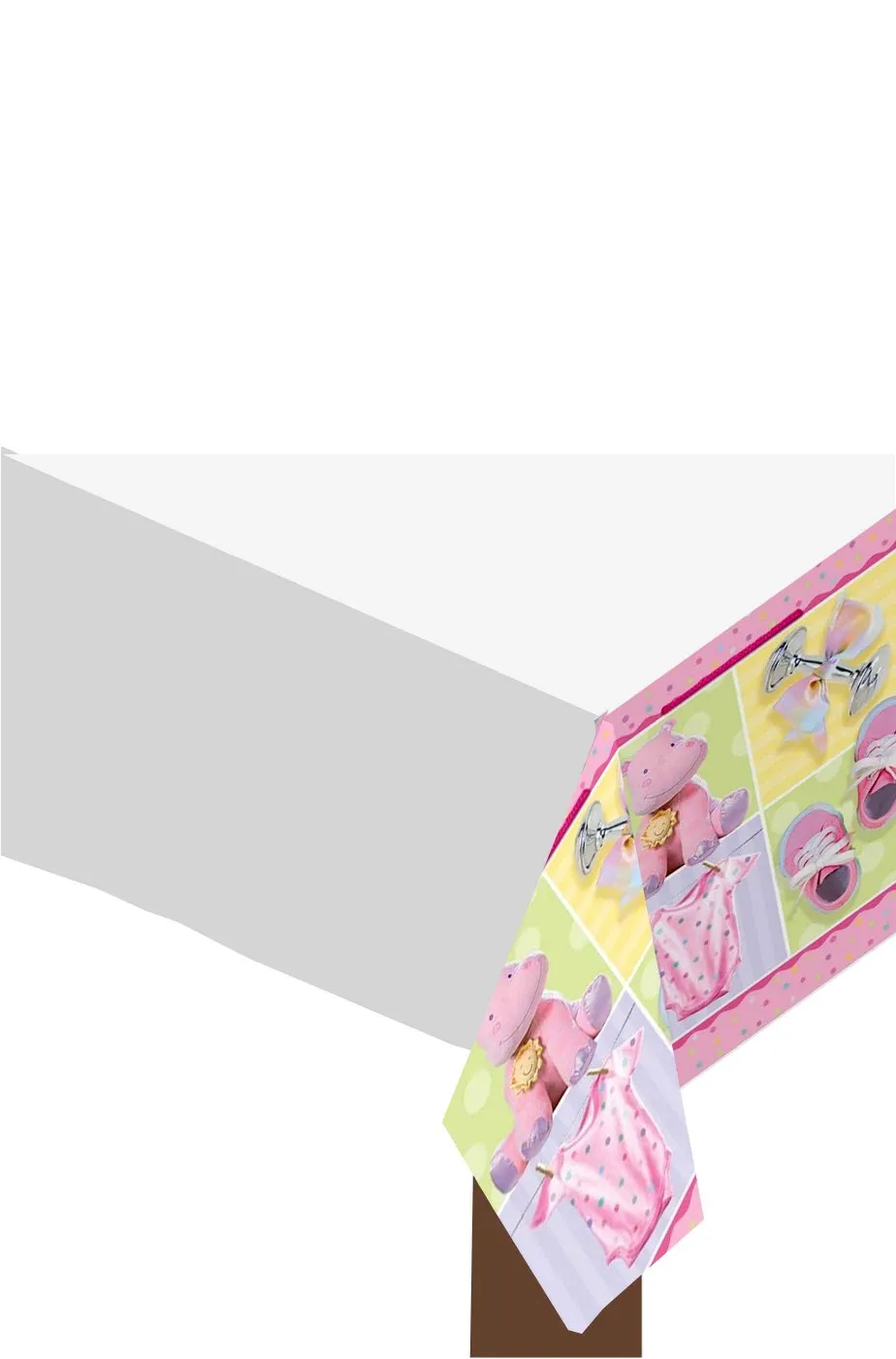 Tovaglia party di plastica rosa e bianca bimba137x259