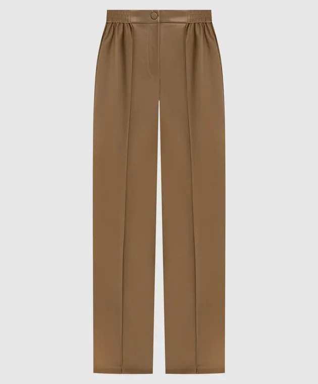 Twinset Pantaloni marroni con logo Oval T 242TP2201