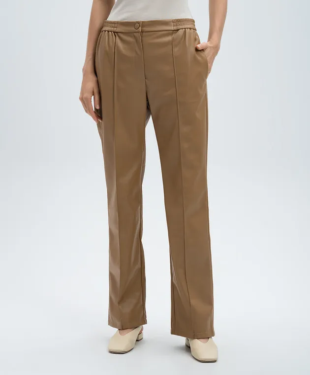 Twinset Pantaloni marroni con logo Oval T 242TP2201