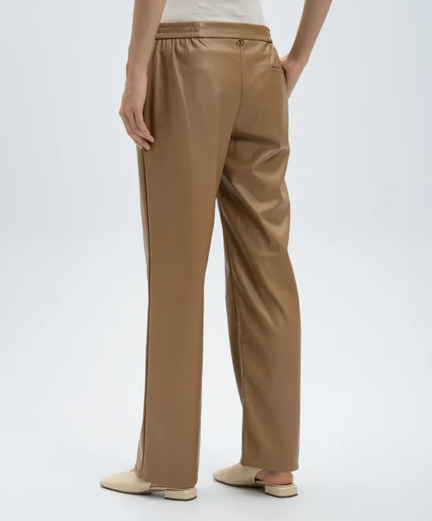 Twinset Pantaloni marroni con logo Oval T 242TP2201