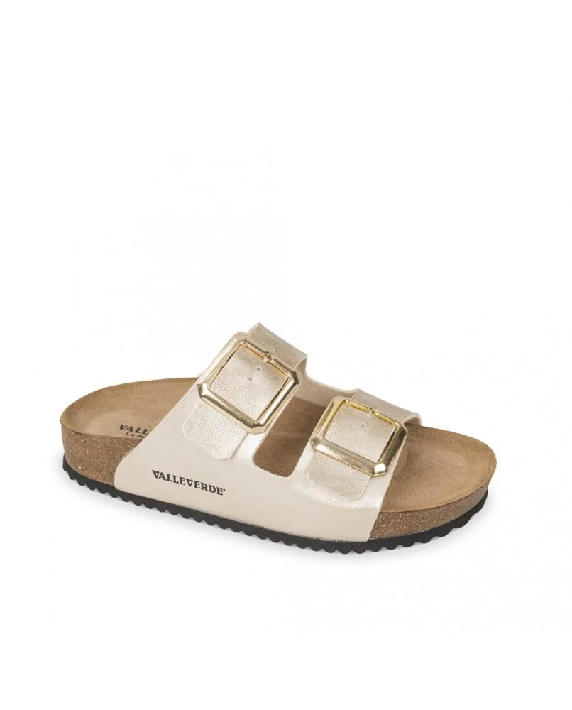 VALLEVERDE VG1571Q sandali ciabatte bio scarpe zeppa oro glitter donna pelle