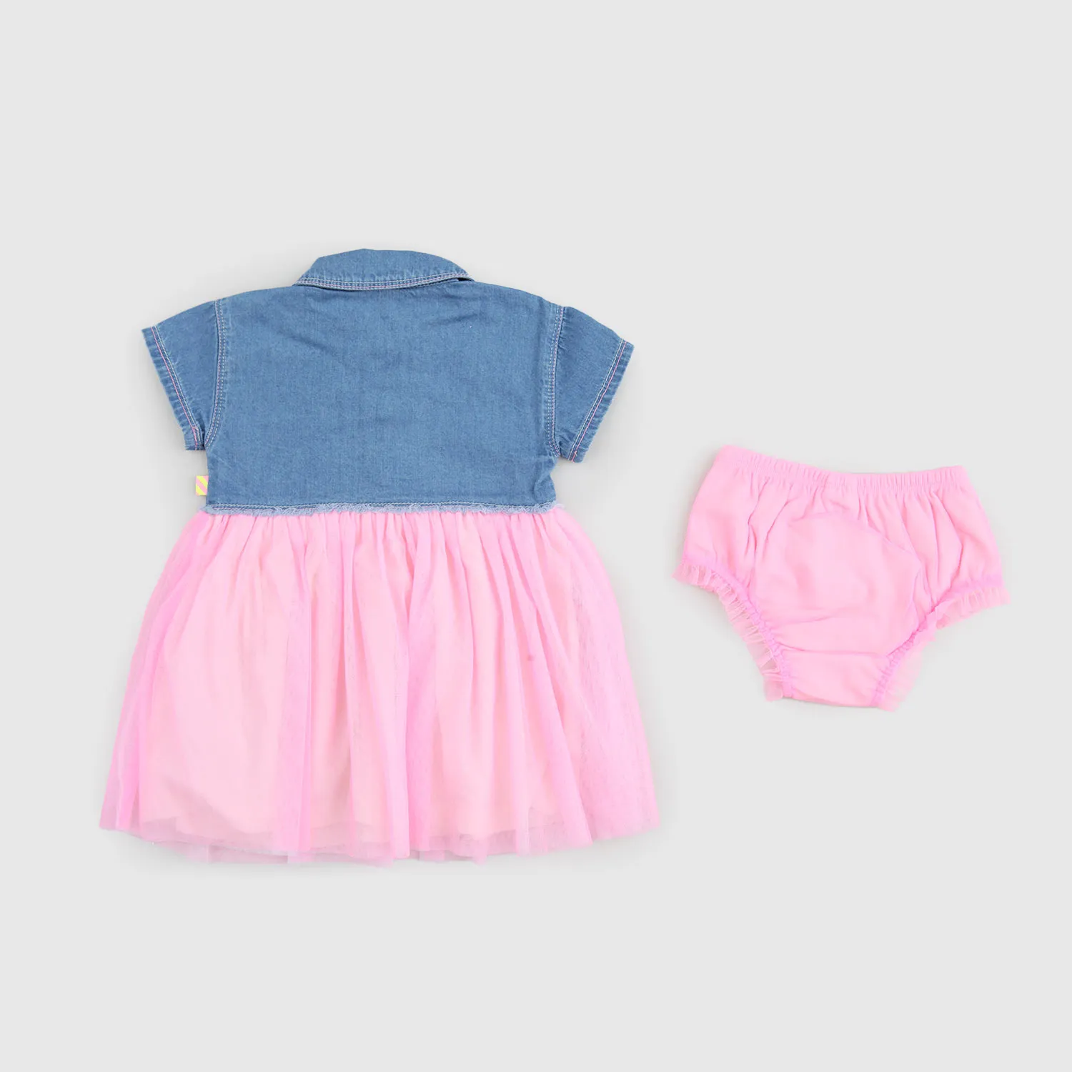 Vestito Con Tulle Rosa Bambina
