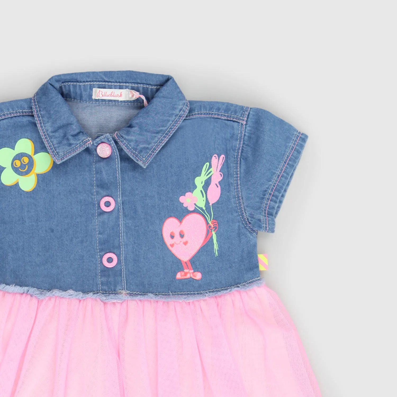 Vestito Con Tulle Rosa Bambina