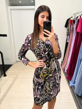 Vestito corto manica viscosa fantasy